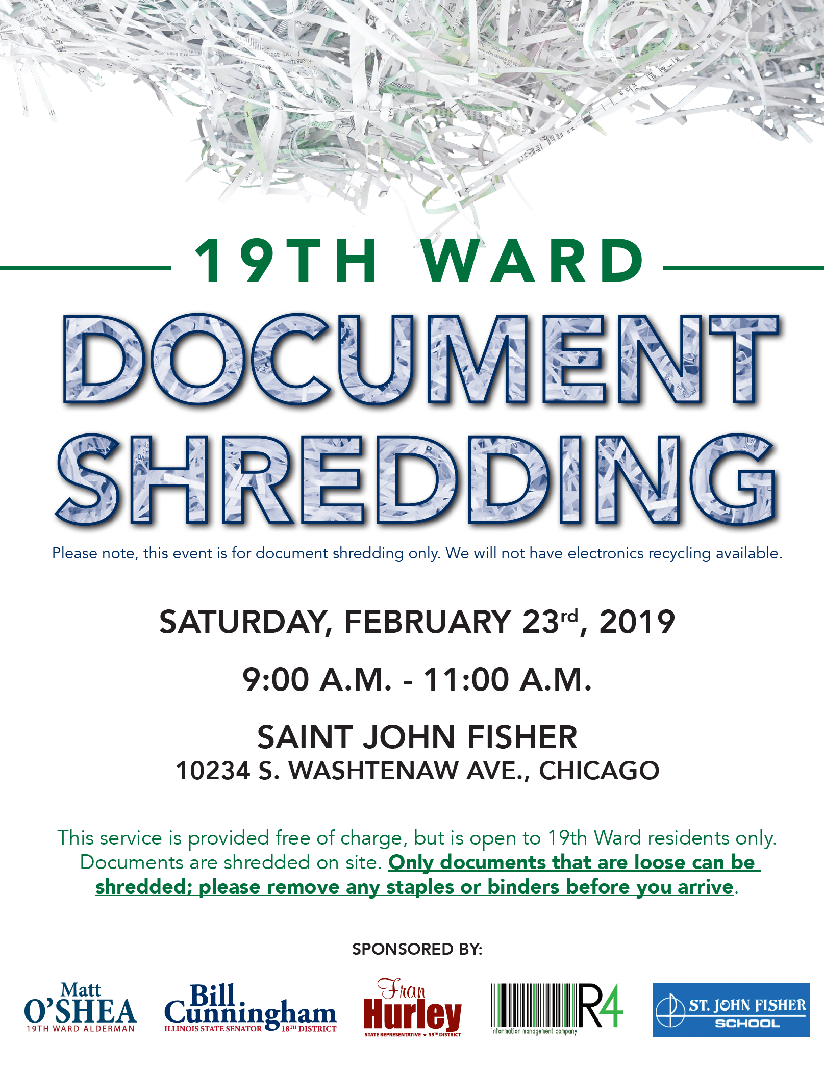 19th Ward Free Shredding Day 19th Ward Online